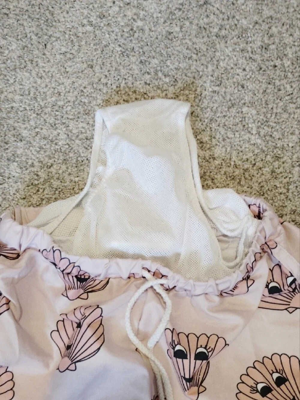 Girls' Pink Shell-Print Swim Trunks with Drawstring